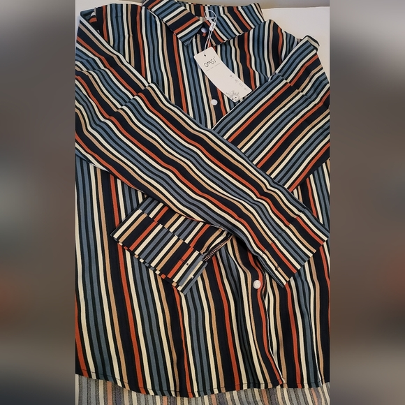 OMSJ Women Button Down Stripe Shirts L - Picture 4 of 8